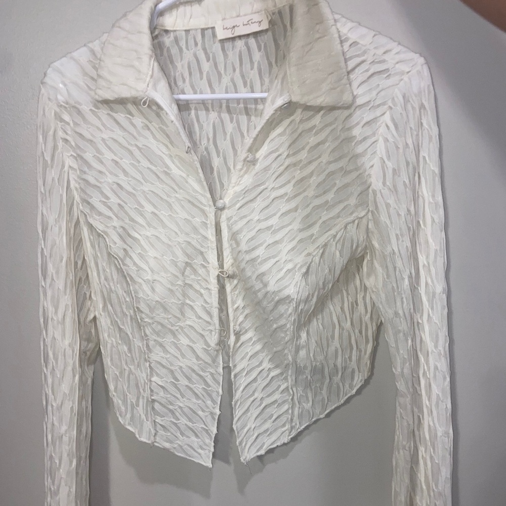 Beige Botany - Cream Textured Button Up